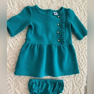Janie and Jack Christmas Green Twill Dress